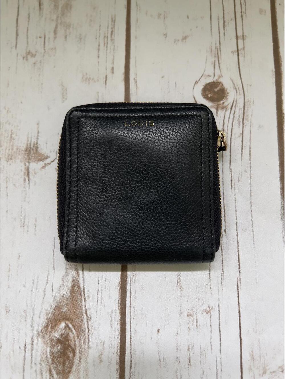 Lodis Black Pebbled Leather Compact‎ Wallet